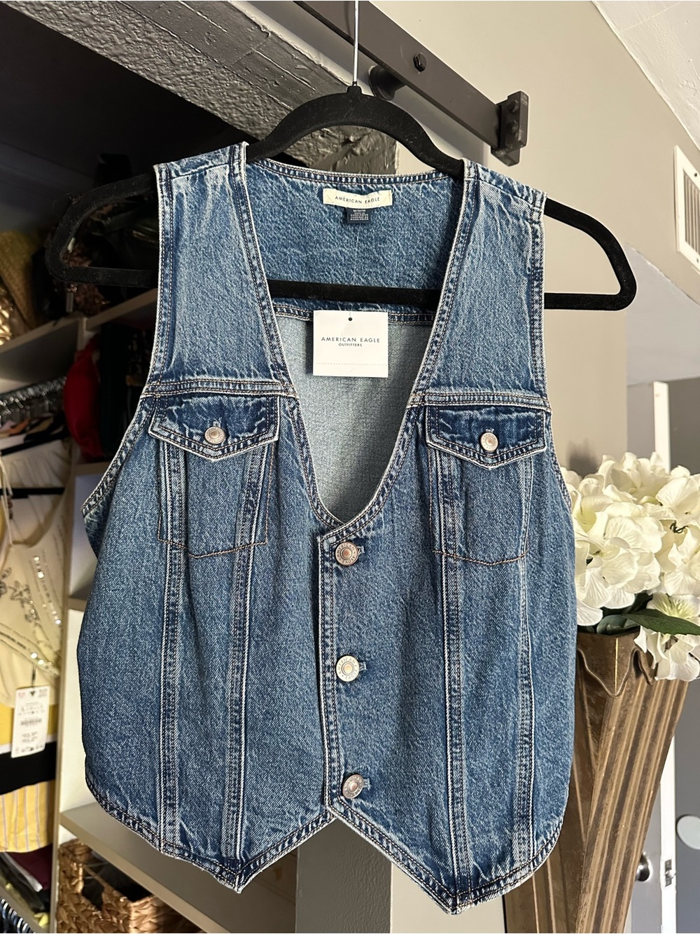American Eagle Outfitters Blue Denim Vest